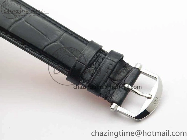 MIROTIME 0415 WaterResistant Da Vinci IW356601 SS MKF 1:1 Best Edition White Dial On Black Leather Strap A 7232